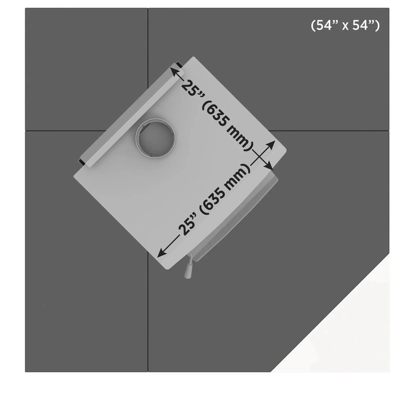 BLACK STEEL HEARTH PAD 60" - CORNER