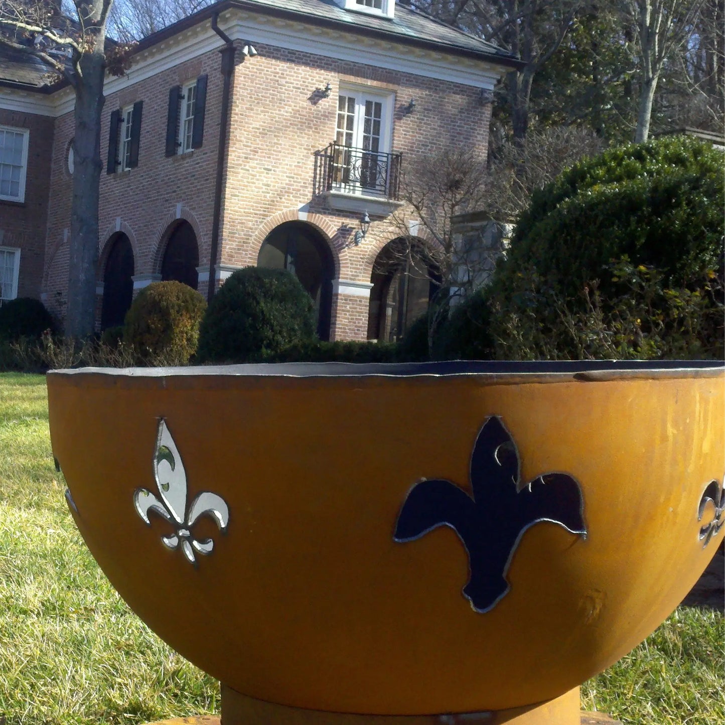 Fire Pit Art Fleur De Lis Steel Fire Pit – French Monarchy Design Outdoor Wood Burning Fire Pit – Additional View