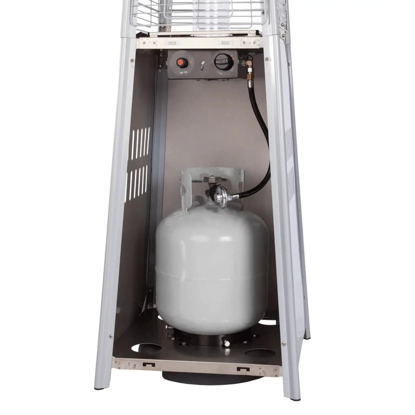 Fire Sense Stainless Steel Pyramid Flame Propane Heater - Close-Up View
