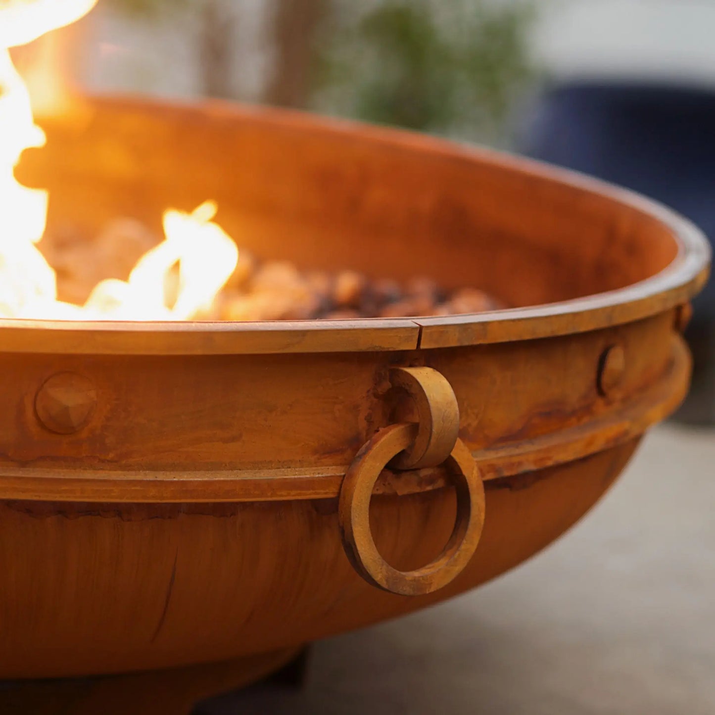 Fire Pit Art Emperor Steel Fire Pit – Medieval Riveted Design Outdoor Wood Burning Fire Pit – Product Top View