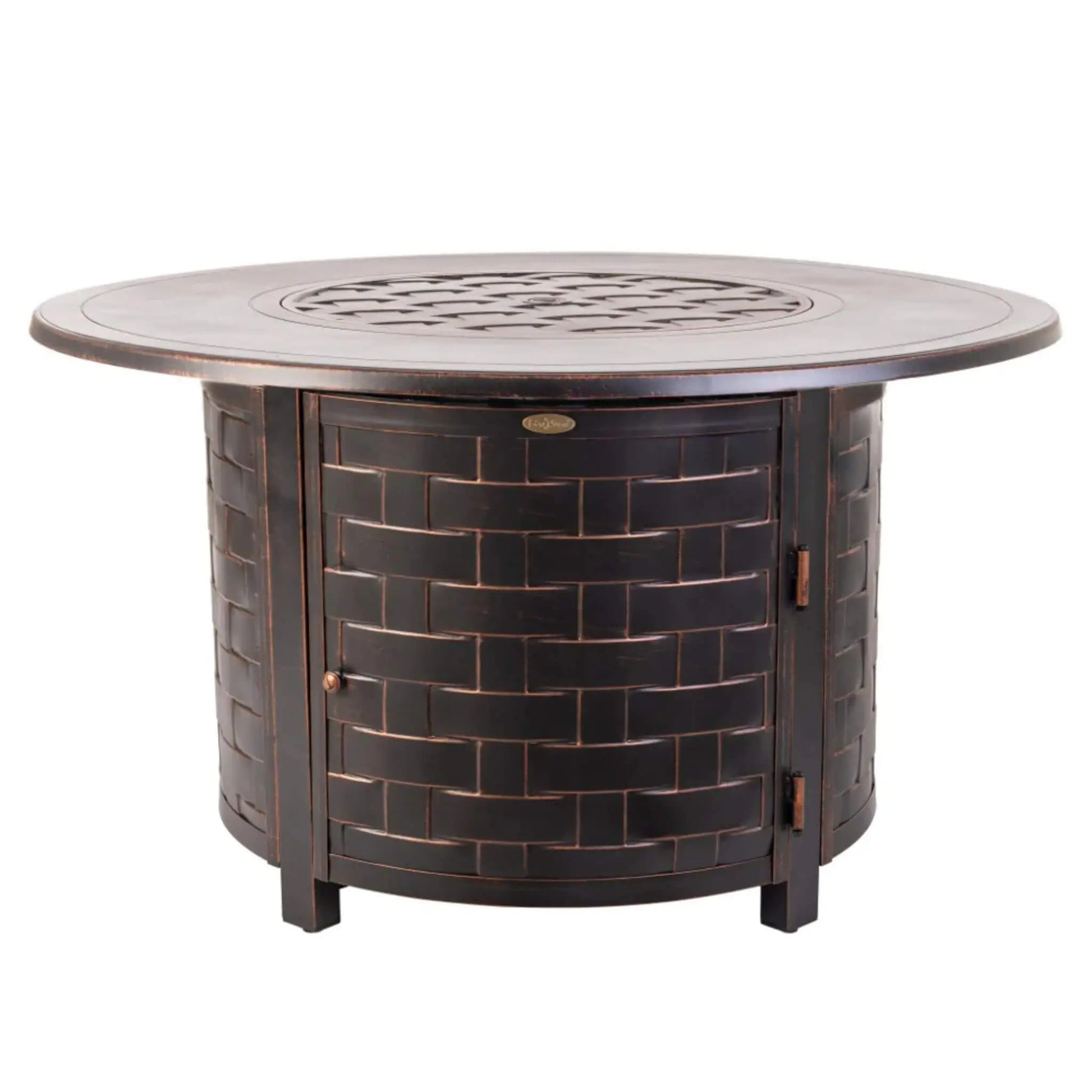 Fire Sense Perissa Woven Aluminum Propane Fire Pit - Angle View