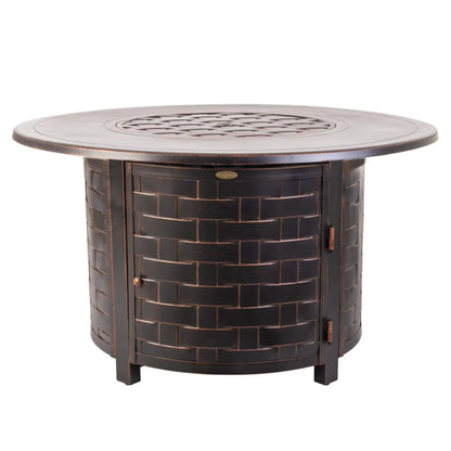 Fire Sense Perissa Woven Aluminum Propane Fire Pit - Angle View