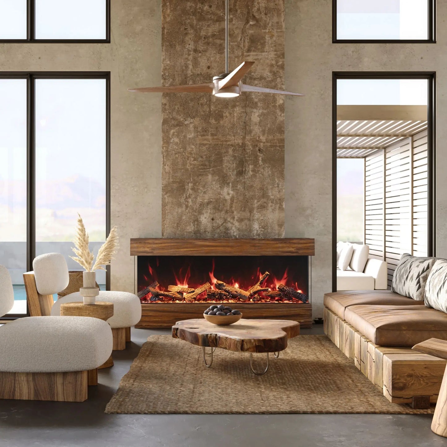 Amantii Tru View Bespoke 3-Sided Electric Fireplace - Outdoor Installation View