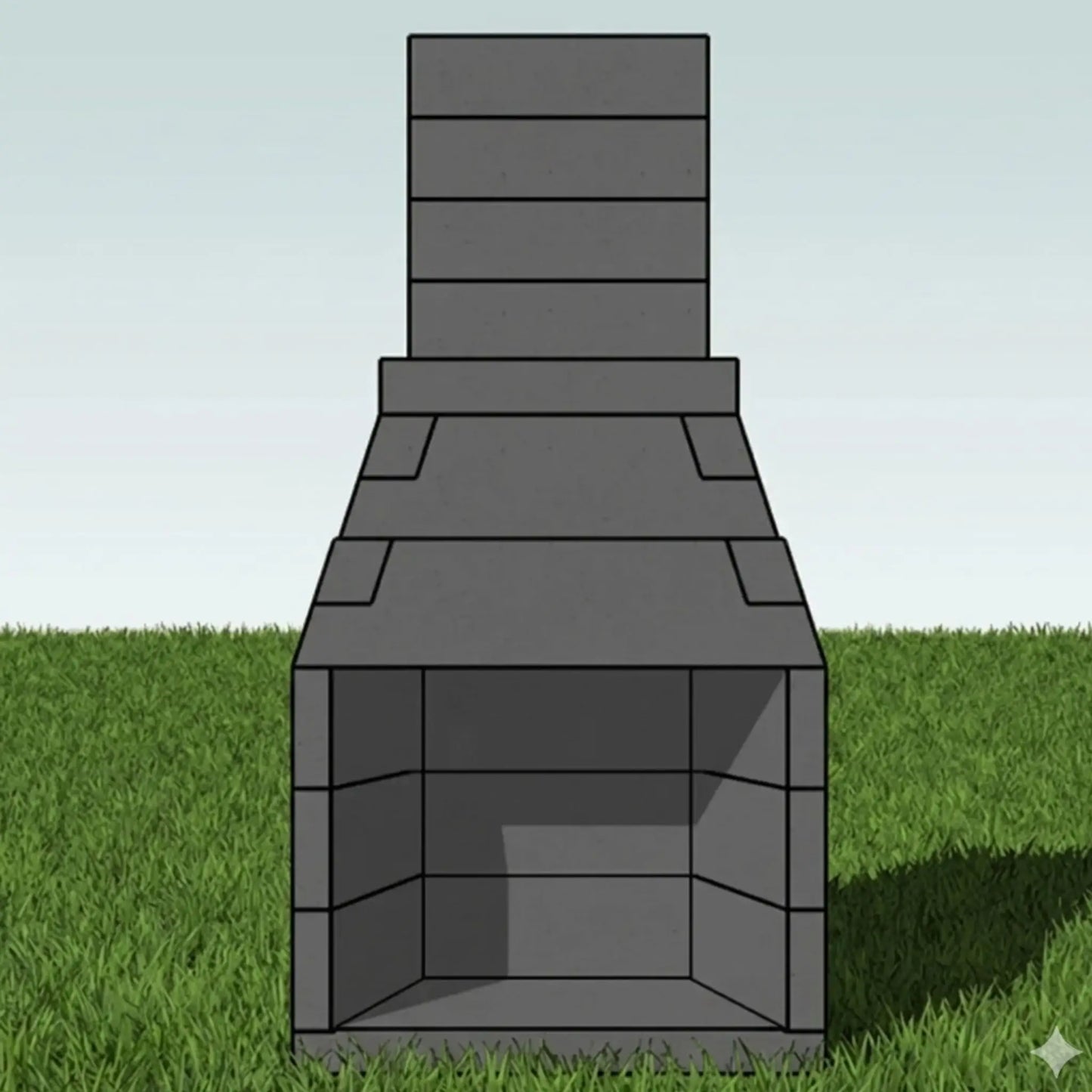FireRock Pre-Fabricated Outdoor Fireplace - Side View