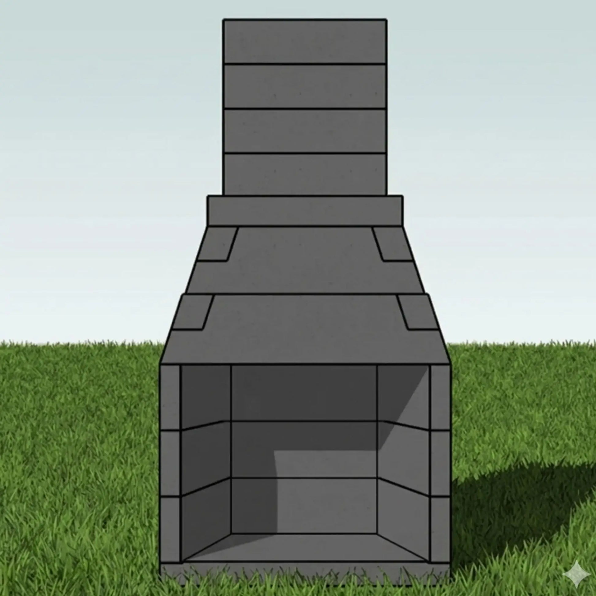 FireRock Pre-Fabricated Outdoor Fireplace - Side View