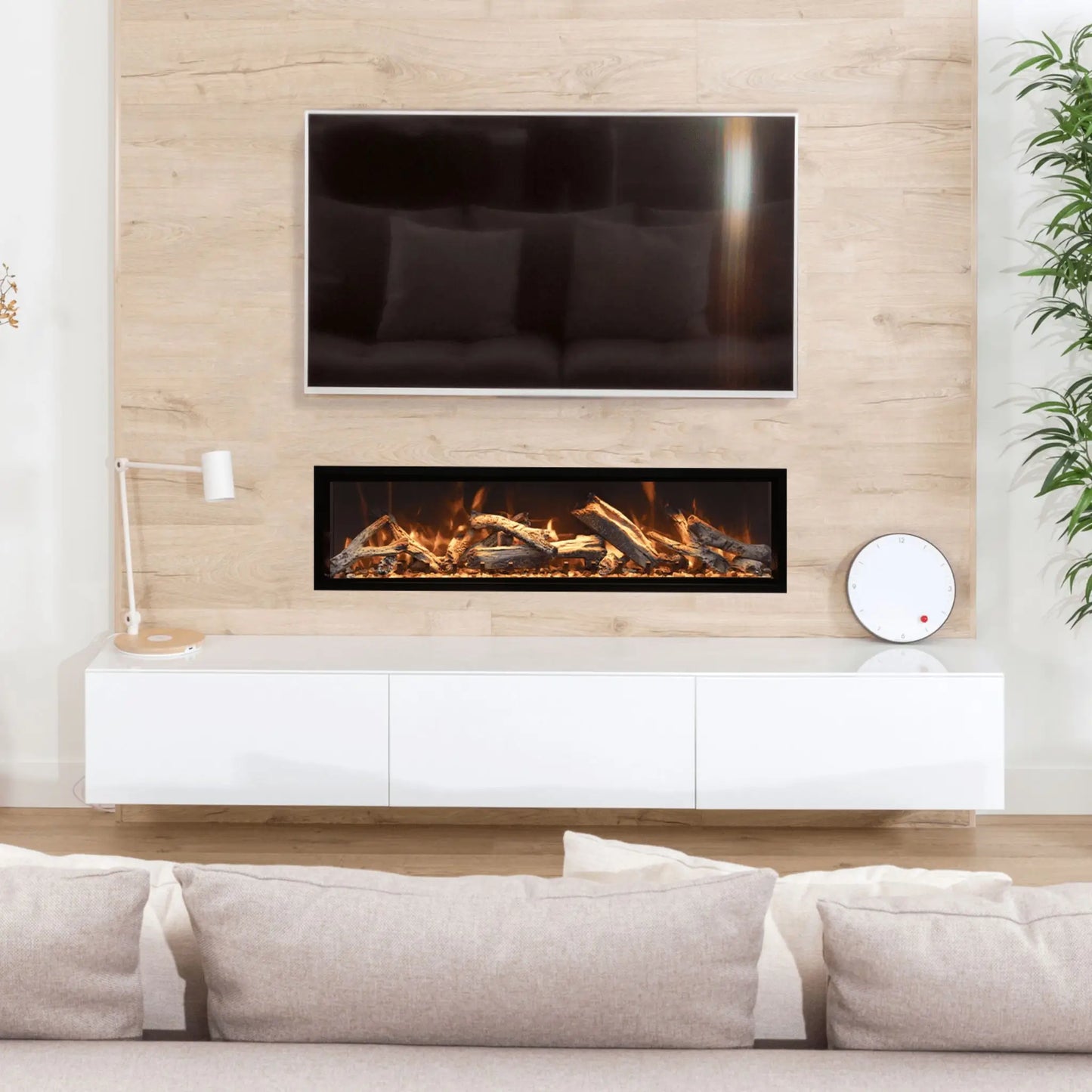 Amantii Symmetry XT Bespoke Extra Tall Linear Electric Fireplace - Outdoor Patio Installation