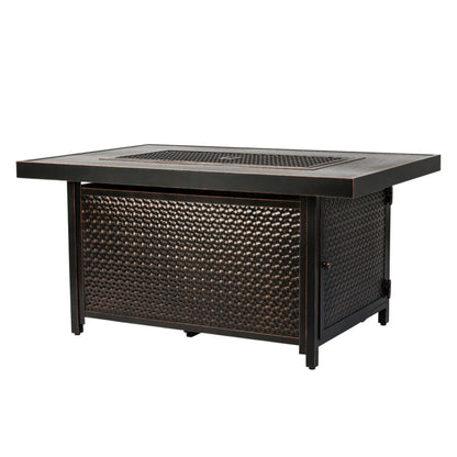 Fire Sense Weyland Rectangle Aluminum Propane Fire Pit - Side View