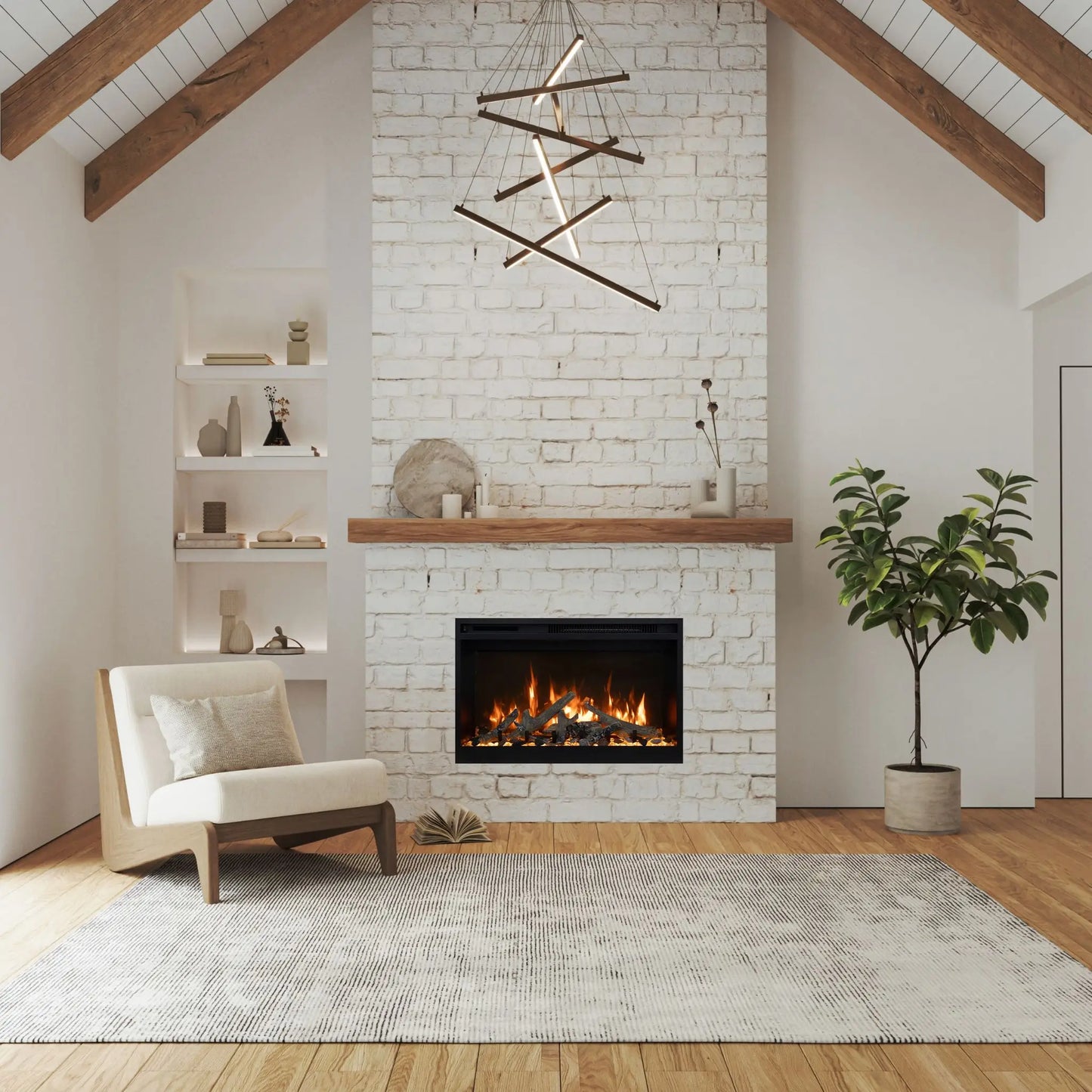 Fire & Ice RusticStone Electric Fireplace Insert | 10,000 BTU | WiFi Smart Control