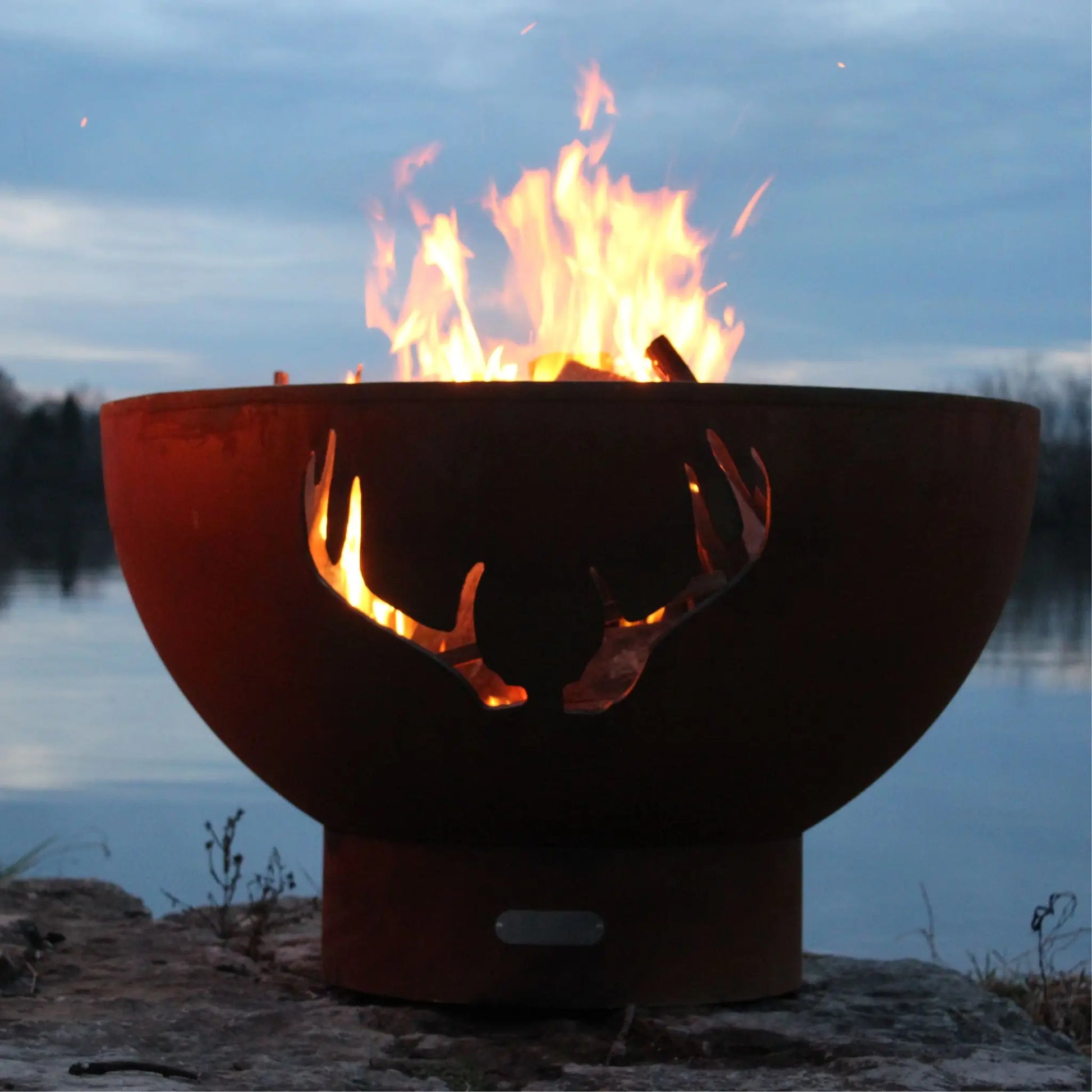 Fire Pit Art Antlers Steel Fire Pit – Whitetail Deer Design Outdoor Fire Pit – Detail View
