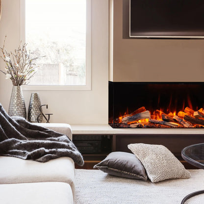 Amantii Fire & Ice LumaForest 3-Sided Electric Fireplace - Panoramic Flame Detail View