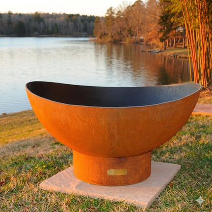 Fire Pit Art Scallop Steel Fire Pit – Coastal Wave Design Outdoor Fire Pit – Detail View