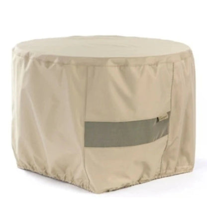 Fire Pit Art steel fire pit cover in waterproof 300D canvas, fitted over round fire pit