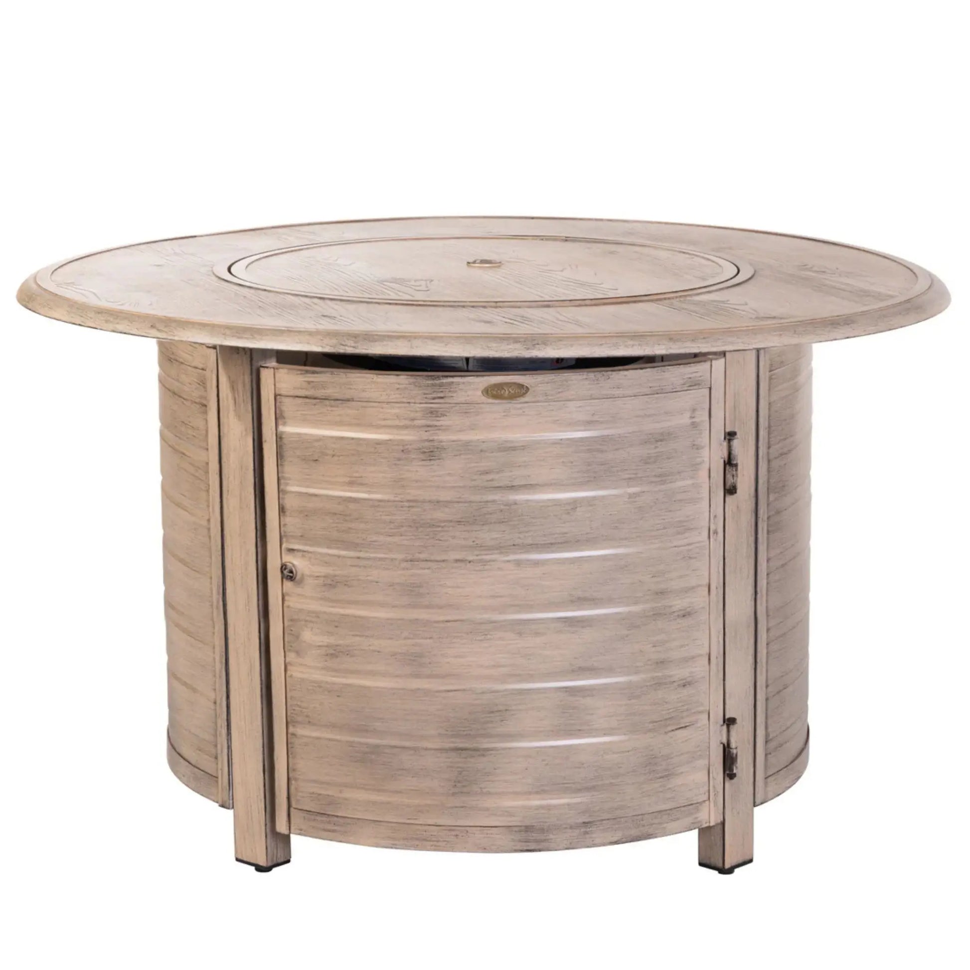 Fire Sense Thatcher Driftwood Round Aluminum Propane Fire Pit - Angle View