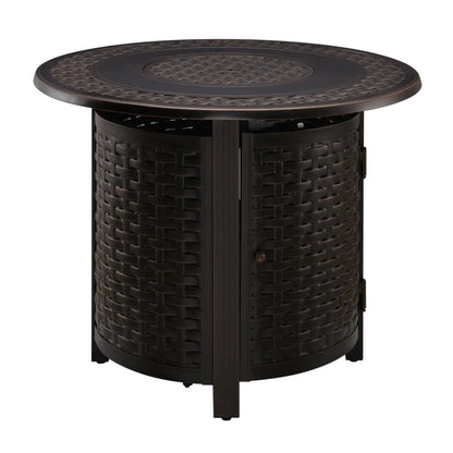 Fire Sense Hendricks Round Aluminum Propane Fire Pit - Side View