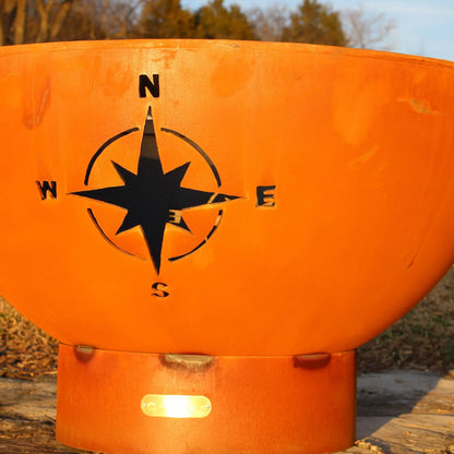 Fire Pit Art Navigator Steel Fire Pit – Nautical Compass Rose Outdoor Fire Pit – Detail View