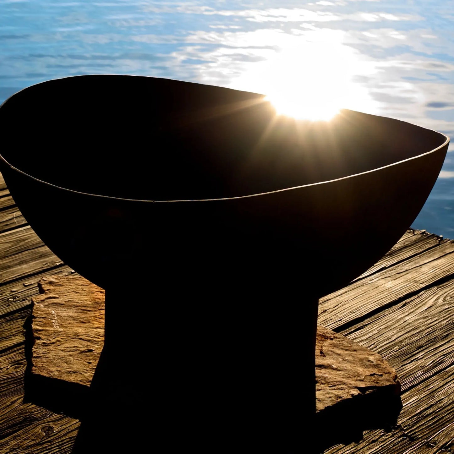 Fire Pit Art Scallop Steel Fire Pit – Coastal Wave Design Outdoor Fire Pit – Alternate Angle