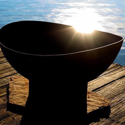 Fire Pit Art Scallop Steel Fire Pit – Coastal Wave Design Outdoor Fire Pit – Alternate Angle