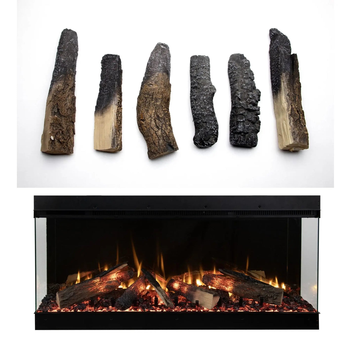 Lit Log Fire logs with LED Lights
