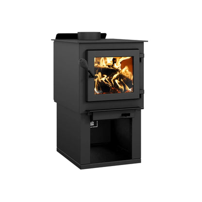 Drolet Deco Nano Wood Stove - Side View with Log Storage