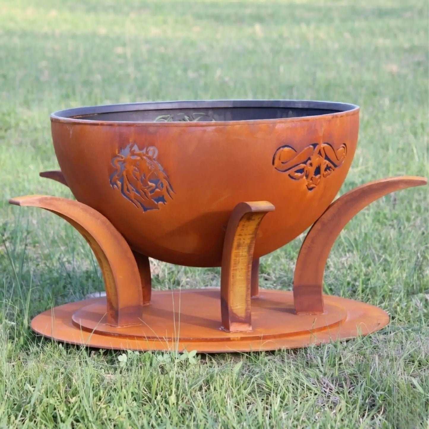 Fire Pit Art Africa's Big Five Steel Fire Pit – Wildlife Cut-Out Outdoor Fire Pit – Detail View