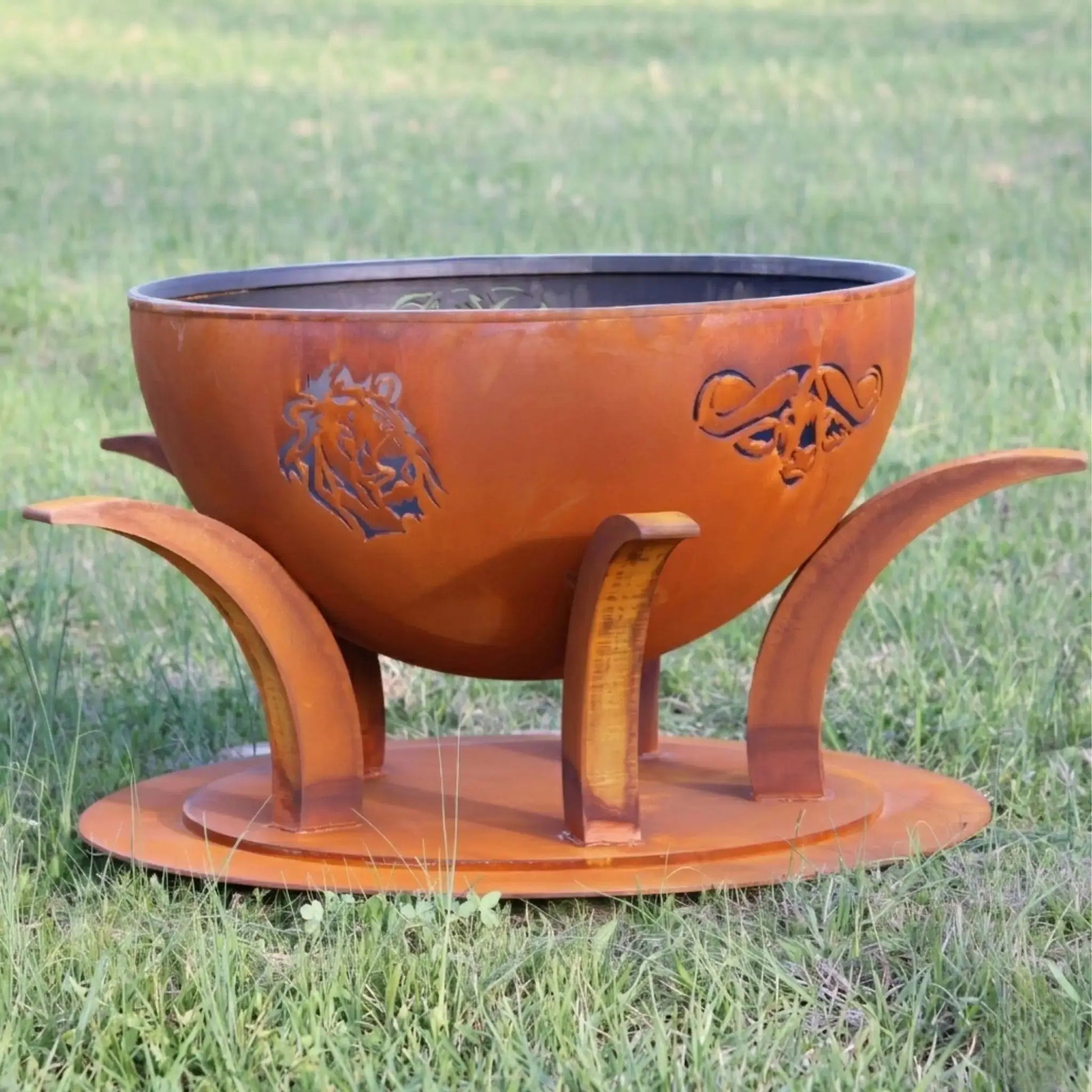 Fire Pit Art Africa's Big Five Steel Fire Pit – Wildlife Cut-Out Outdoor Fire Pit – Detail View
