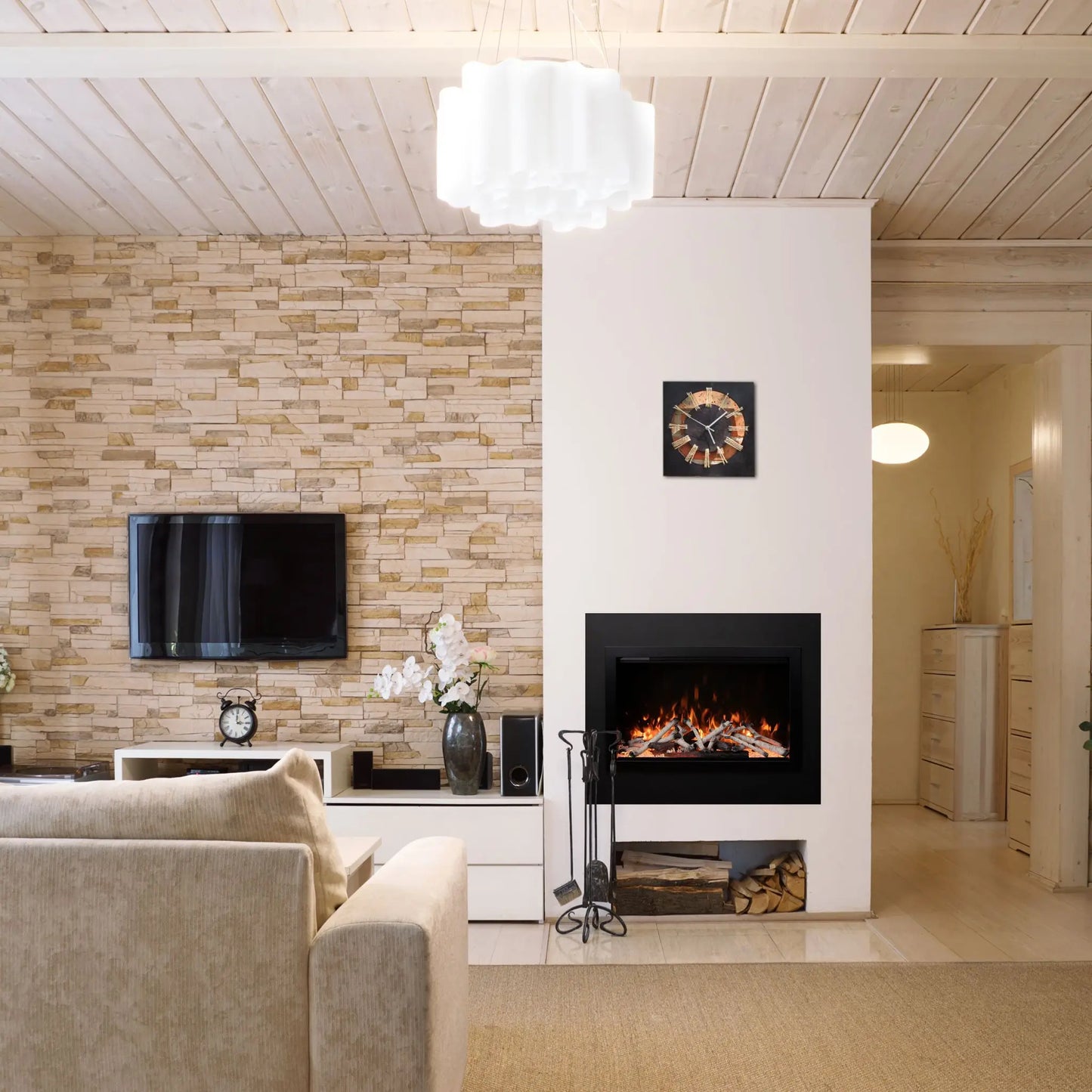 Amantii TRD Lumina Electric Fireplace - Angle View