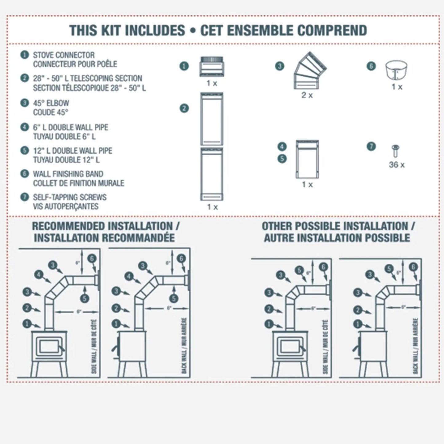 6"-inch To The Wall Double Wall Pipe Kit