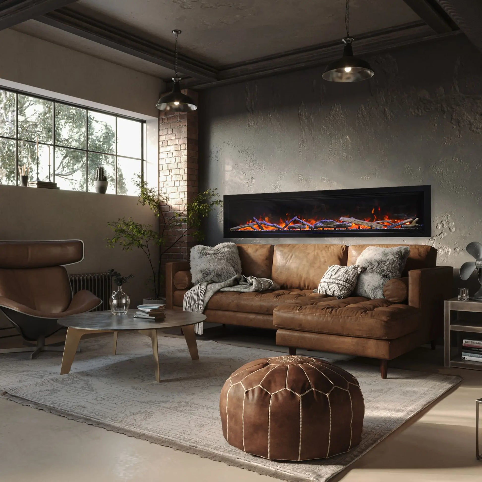 Amantii Symmetry Lumina Clean-Face Linear Electric Fireplace - Lifestyle Room Setting