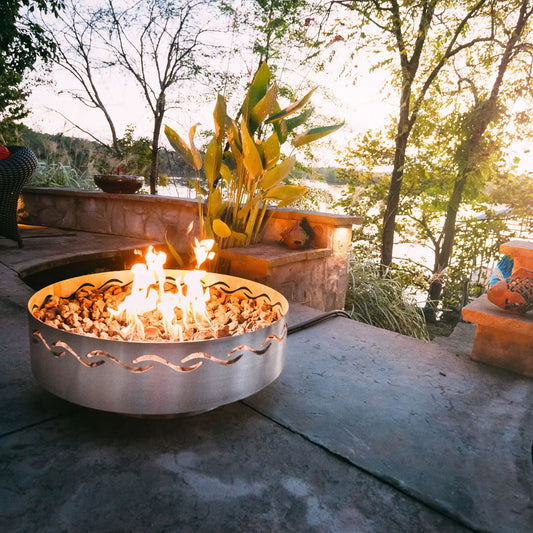 Fire Pit Art Fire Surfer Stainless Steel Fire Pit – Wave Design Portable Outdoor Fire Pit – Main Product Photo