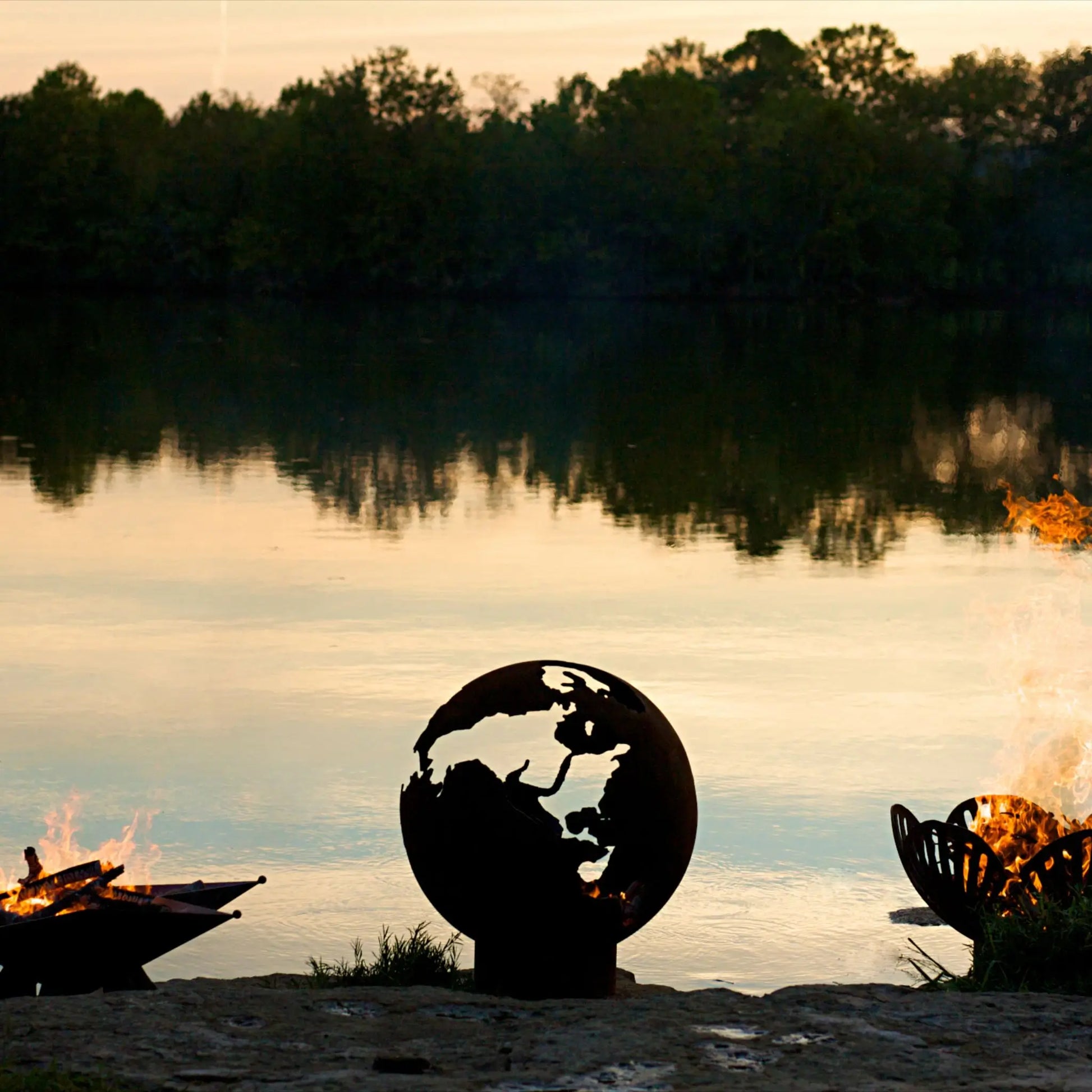 Fire Pit Art Third Rock Steel Fire Pit – Earth Globe Design Outdoor Fire Pit – Close-Up Detail