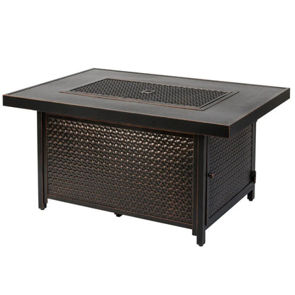 Fire Sense Weyland Rectangle Aluminum Propane Fire Pit - Detail View