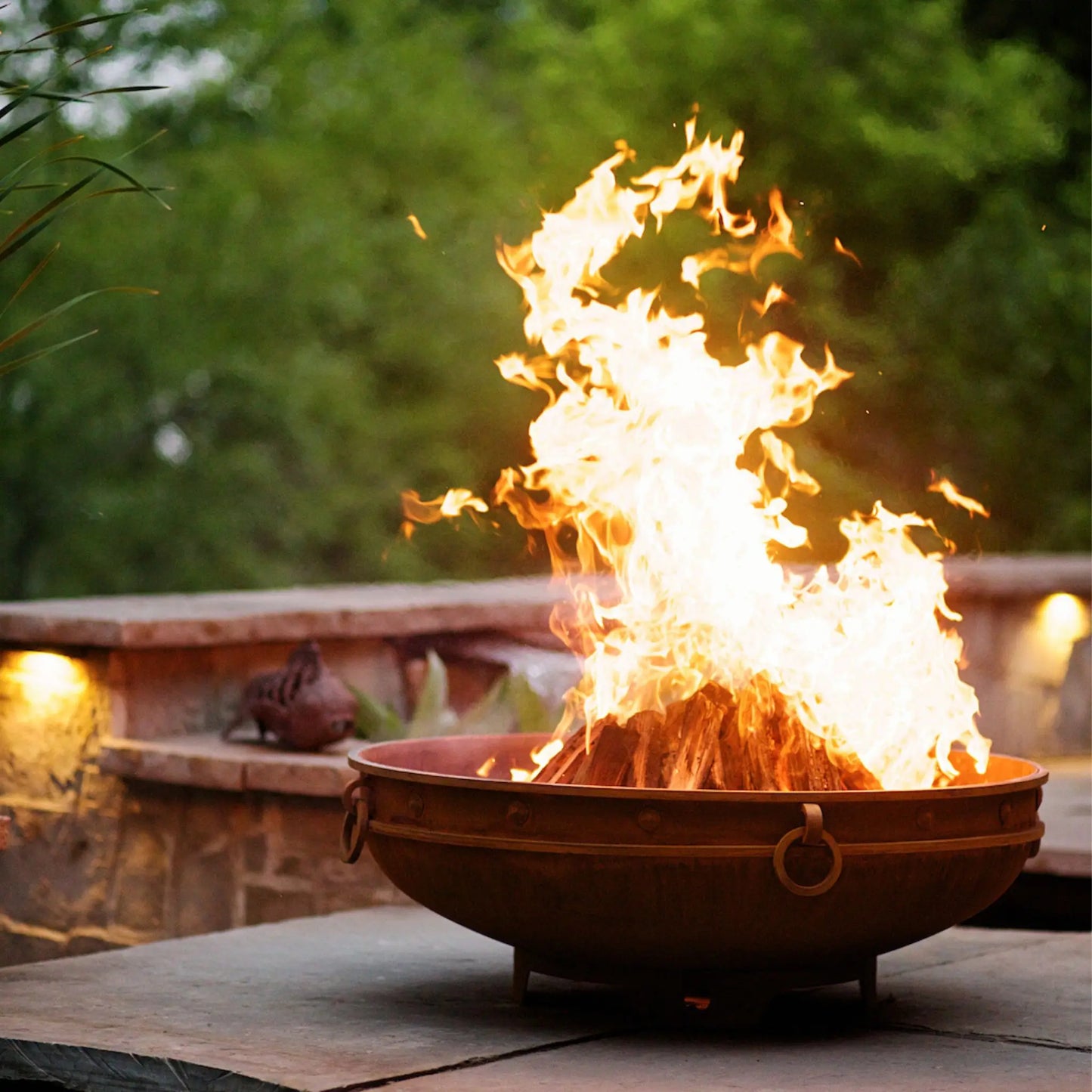 Fire Pit Art Emperor Steel Fire Pit – Medieval Riveted Design Outdoor Wood Burning Fire Pit – Close-Up Detail