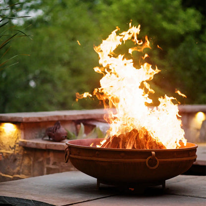 Fire Pit Art Emperor Steel Fire Pit – Medieval Riveted Design Outdoor Wood Burning Fire Pit – Close-Up Detail