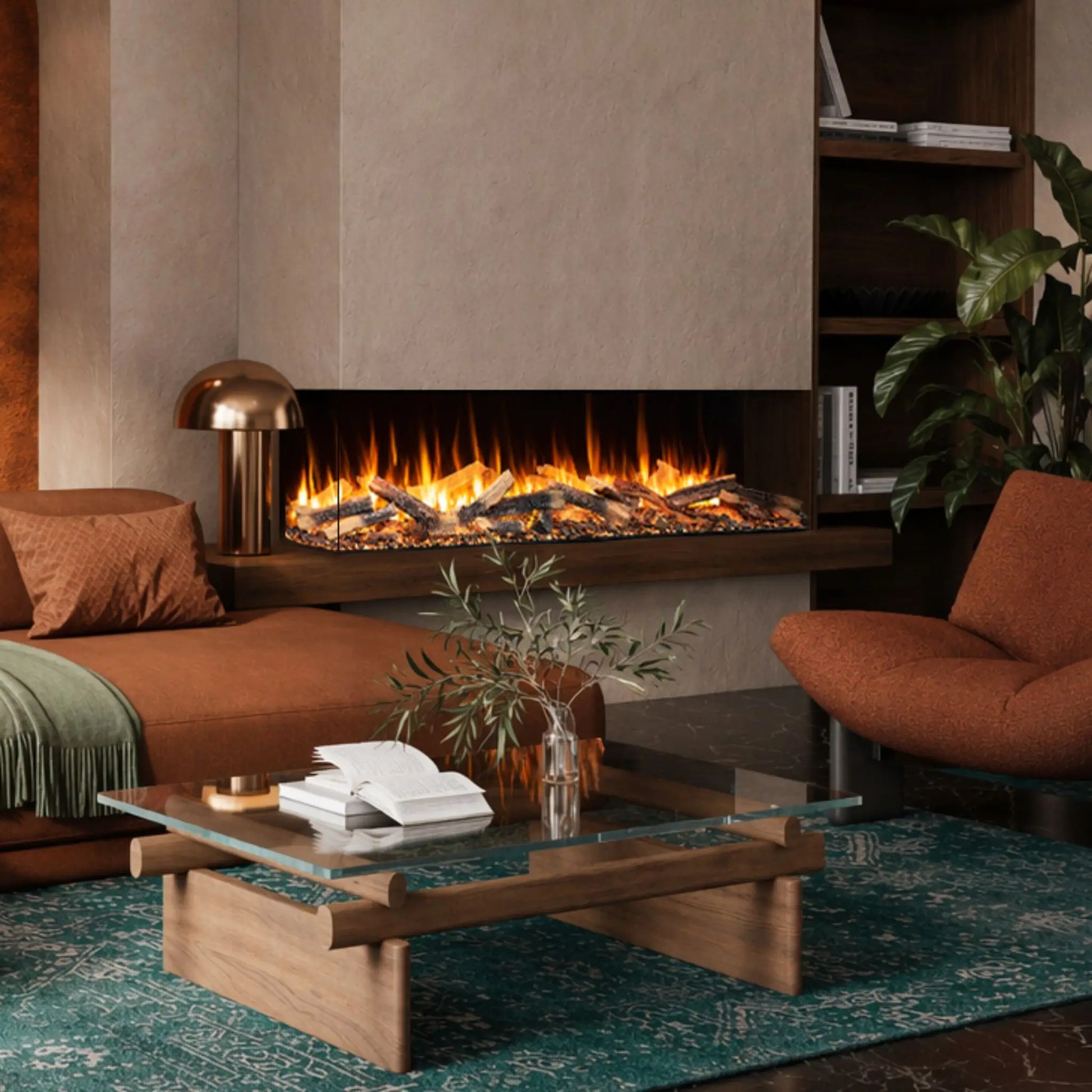 Amantii Fire & Ice LumaForest 3-Sided Electric Fireplace - Lifestyle Room Setting