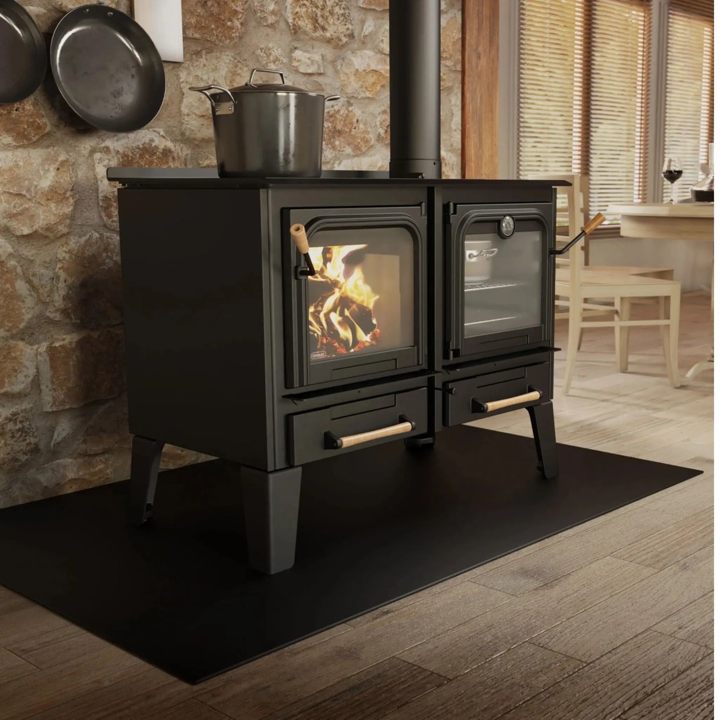 Drolet Chic-Choc Wood Burning Cookstove | Large Oven | 90,000 BTU | Heats 2,300 Sq Ft
