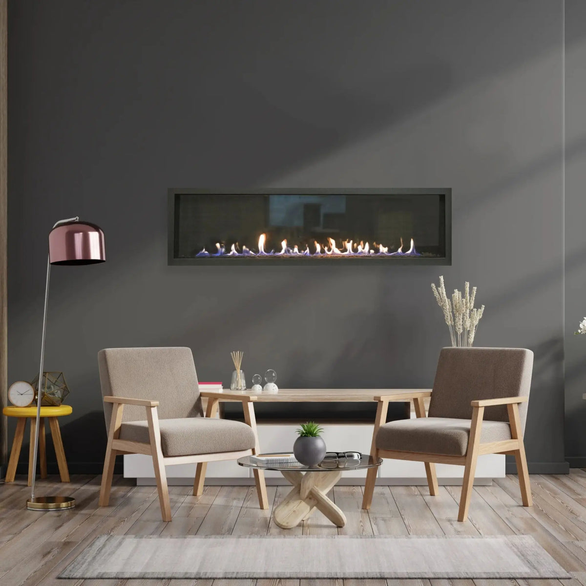 Sierra Flame Austin 65" Direct Vent Linear Gas Fireplace | Deluxe System | NG & LP