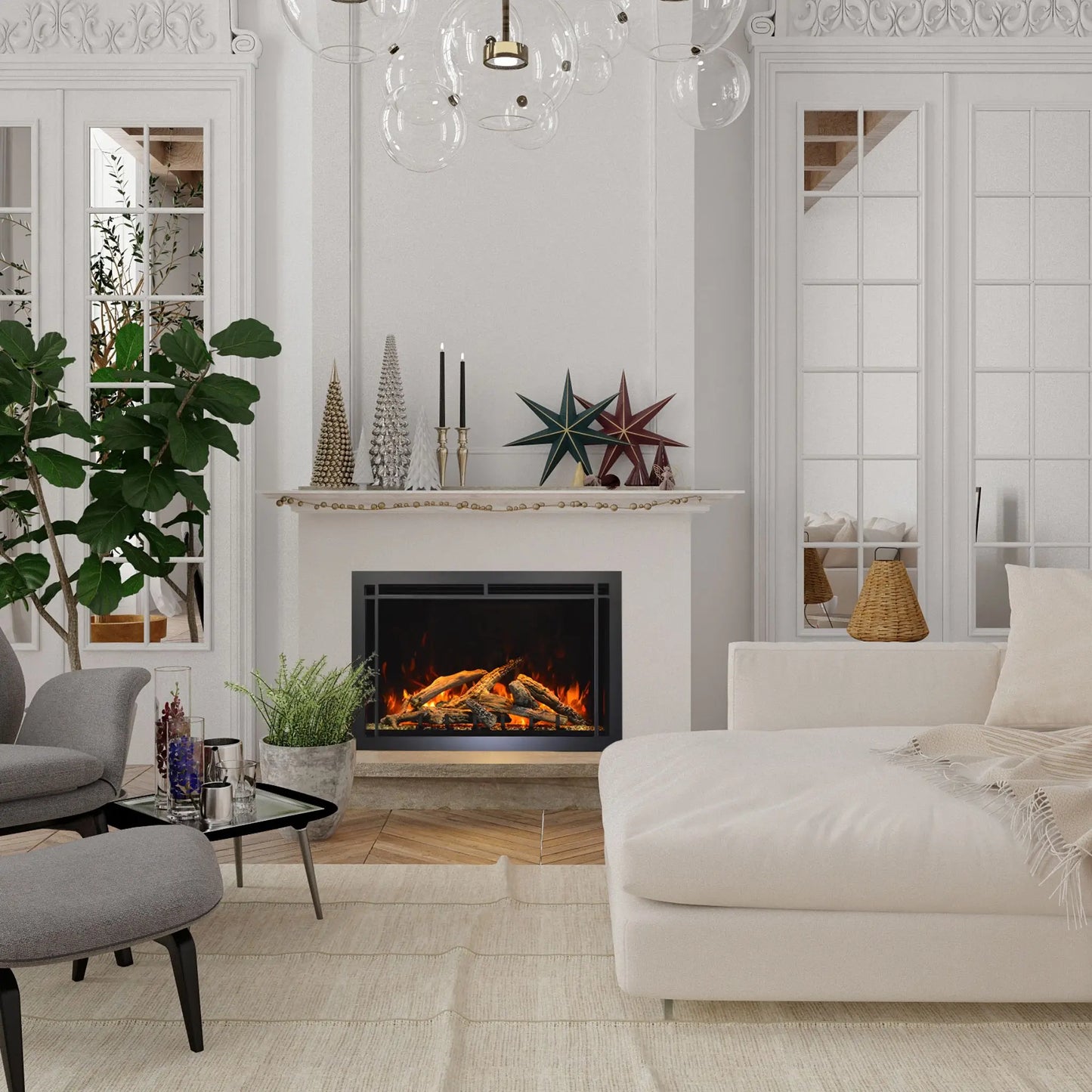 Amantii TRD Lumina Electric Fireplace - Outdoor Patio Installation View
