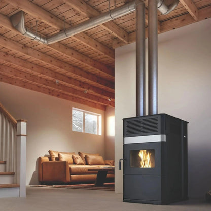 Drolet ECO-65R Freestanding Pellet Stove | EPA Certified | 50,800 BTU | 125 lb Hopper | Heats 2,600 Sq Ft