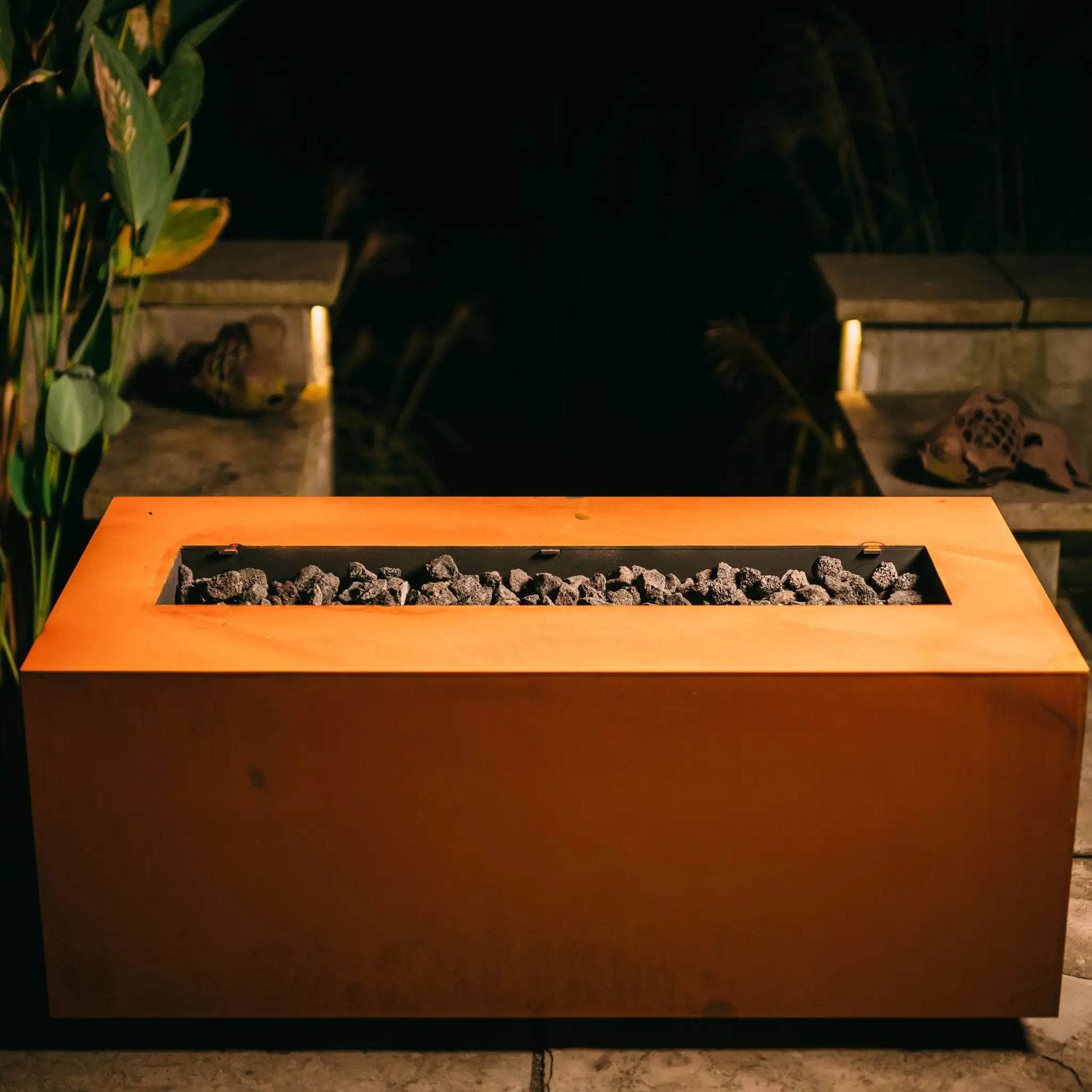 Fire Pit Art Linear Fire Pit 72-Inch – Extra-Large Steel Outdoor Fire Pit Table – Alternate Angle