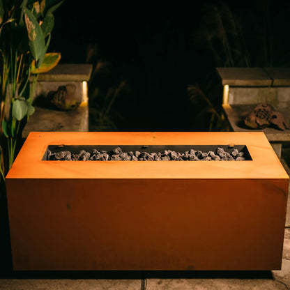 Fire Pit Art Linear Fire Pit 72-Inch – Extra-Large Steel Outdoor Fire Pit Table – Alternate Angle