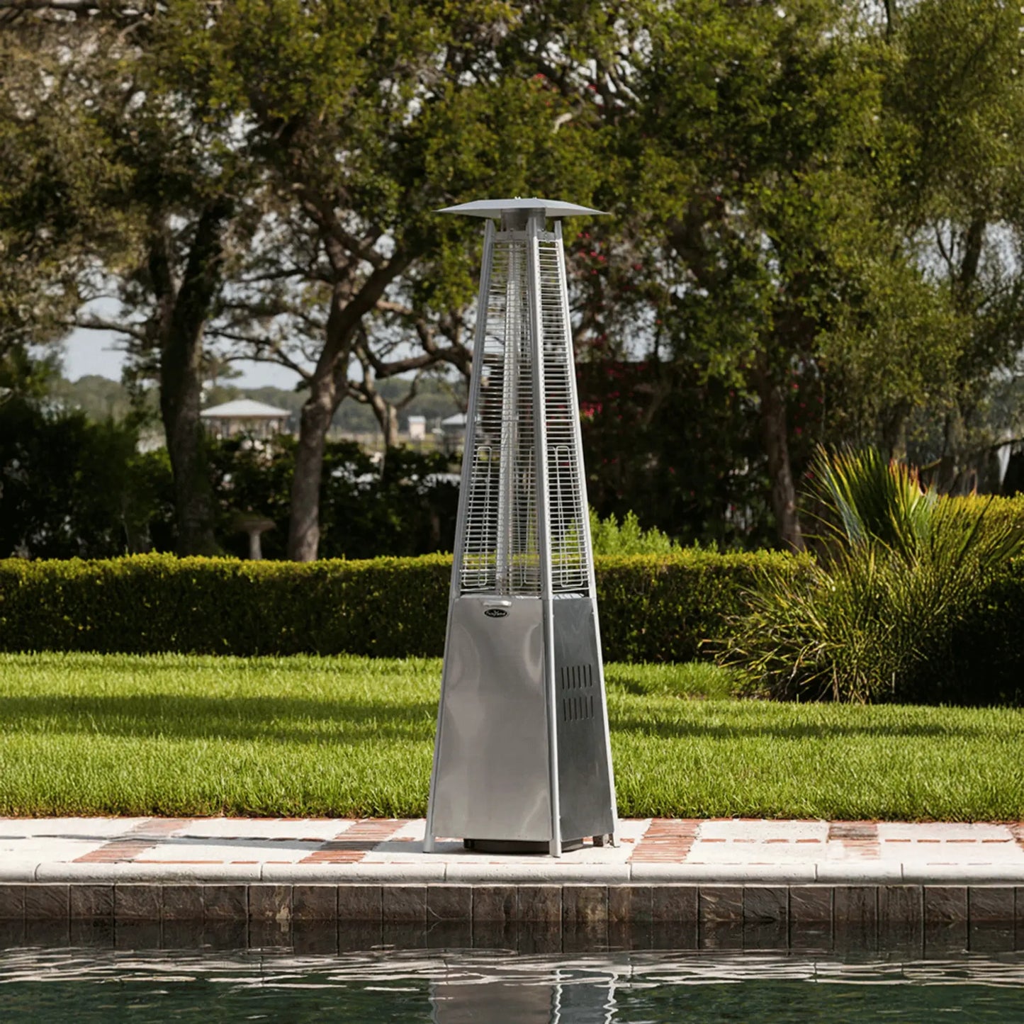 Fire Sense Stainless Steel Pyramid Flame Propane Heater - Angle View