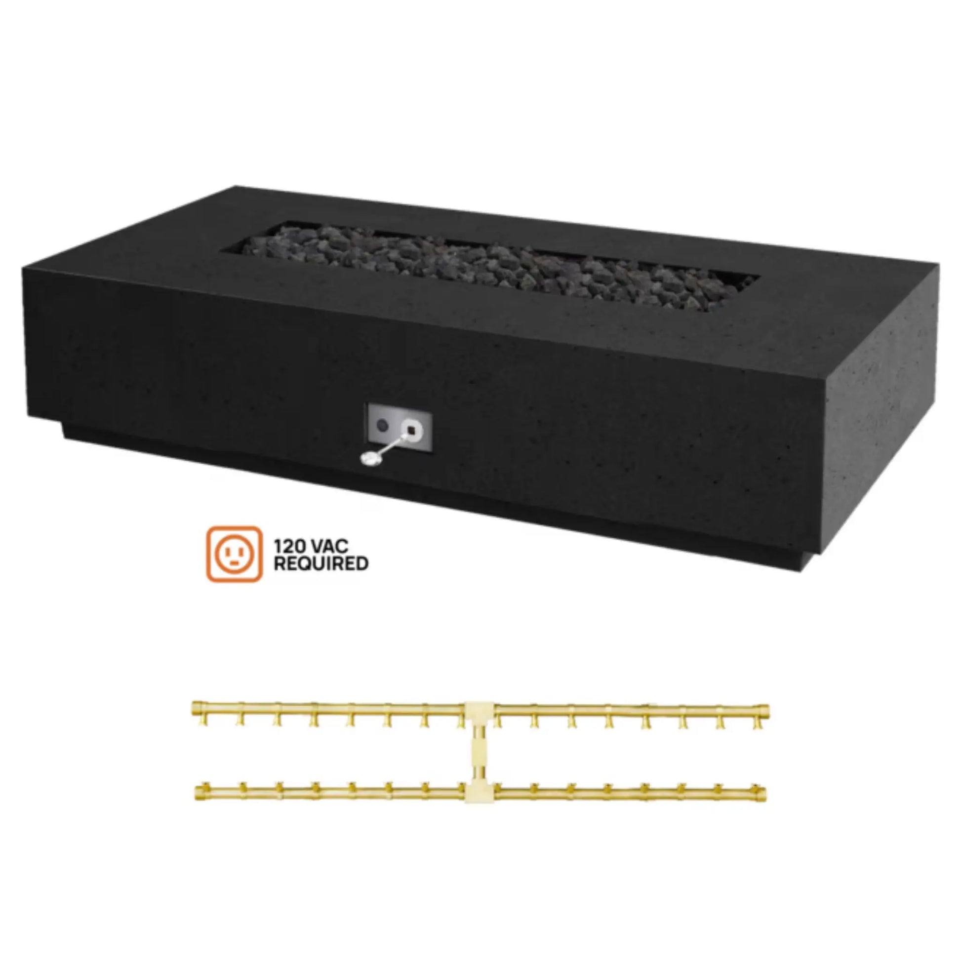 Fire Gear Pro Sanctuary Series 76-Inch GFRC Fire Pit Table - Brass Burner Detail