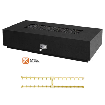 Fire Gear Pro Sanctuary Series 76-Inch GFRC Fire Pit Table - Brass Burner Detail