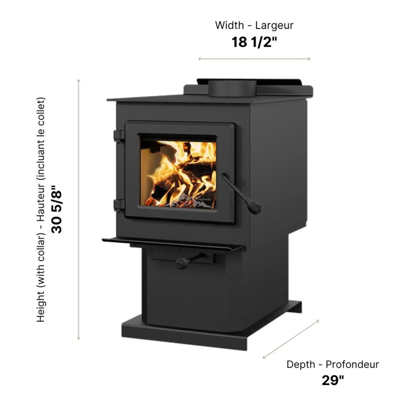 Englander Blue Ridge 100 Wood Stove - Refractory Brick Interior