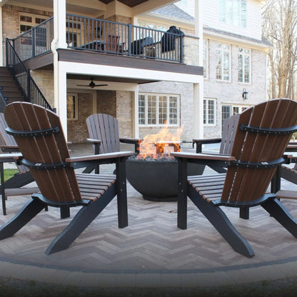 Fire Gear Sanctuary Series GFRC Fire Bowl 29-Inch – Lifestyle Setting with Outdoor Seating