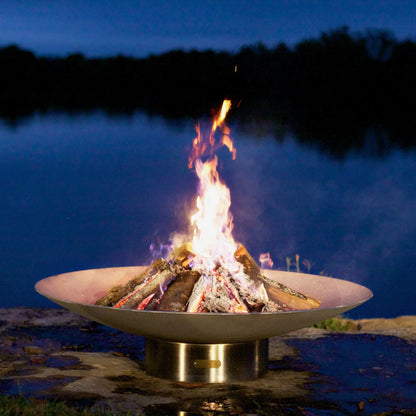 Fire Pit Art Bella Vita 70-Inch Stainless Steel Fire Pit – Extra Large Luxury Outdoor Fire Bowl – Close-Up Detail