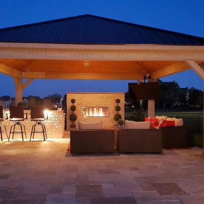 Fire Gear Kalea Bay Outdoor Linear Gas Fireplace – Side Angle View
