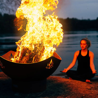 Fire Pit Art Namaste Steel Fire Pit – Lotus Design Outdoor Fire Pit – Feature Detail
