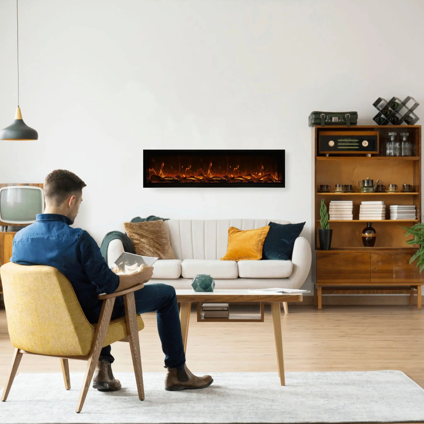 Amantii Symmetry XT Bespoke Extra Tall Linear Electric Fireplace - Angle View