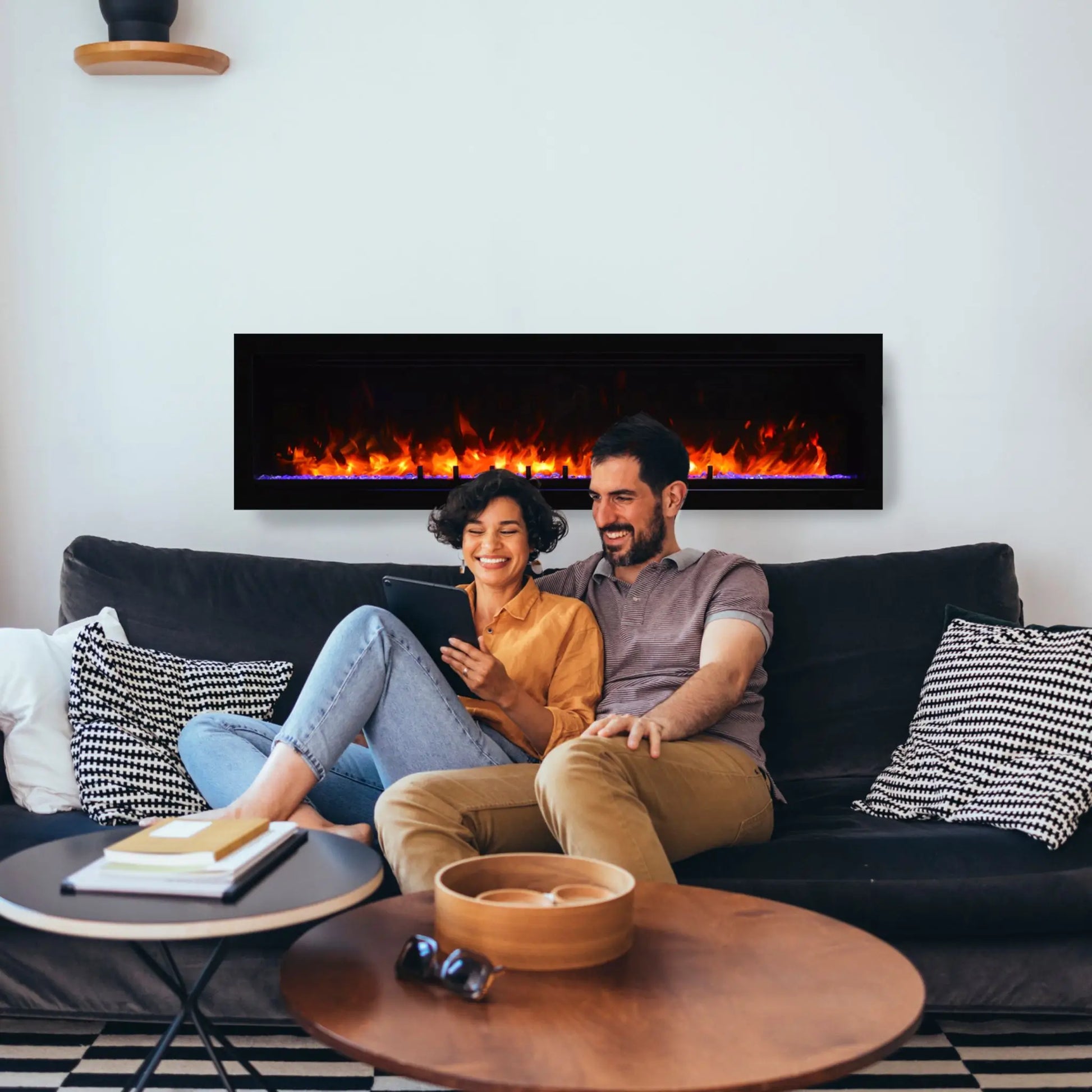 Amantii Symmetry Lumina Clean-Face Linear Electric Fireplace - Angle View